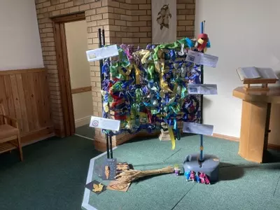 Our colourful display after learning about Ruth in the Bible. 